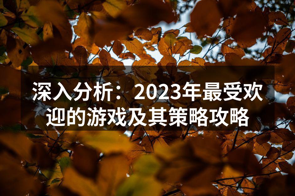 深入分析：2023年最受欢迎的游戏及其策